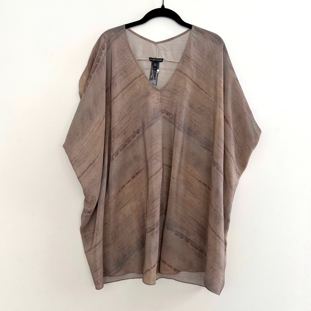 Eileen Fisher Silk Crepe De Chine Shirt Sz M